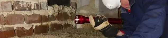 Pest control technician inspecting a crawl space for ant activity and entry points in Toledo, OH